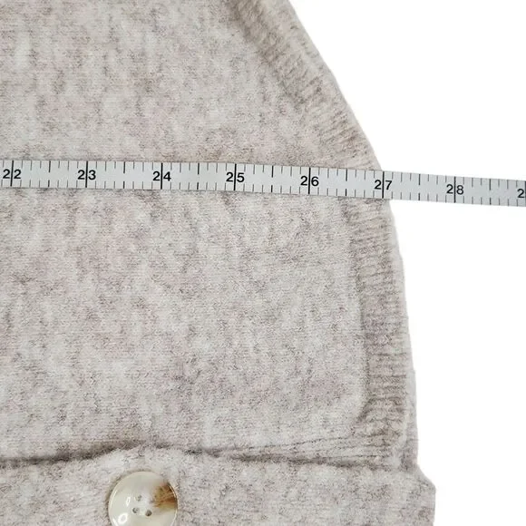 Lulus Everyday Cozy Heather Beige Knit Shacket Oversized Button-Up Sweater Small - Picture 12 of 12